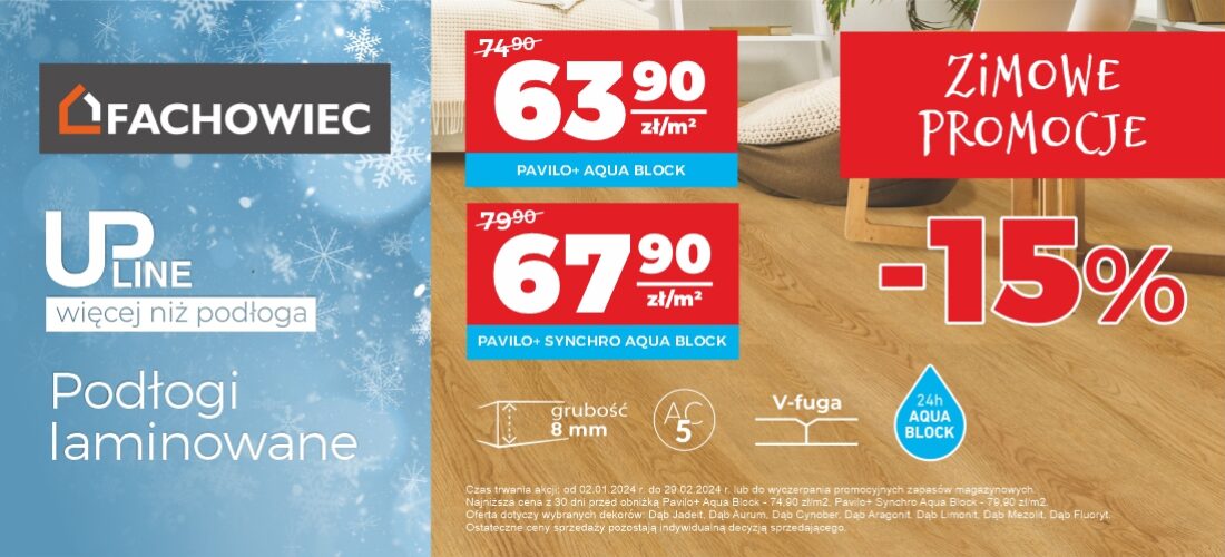 Zimowe promocje! Podłogi laminowane UPline – 15% taniej