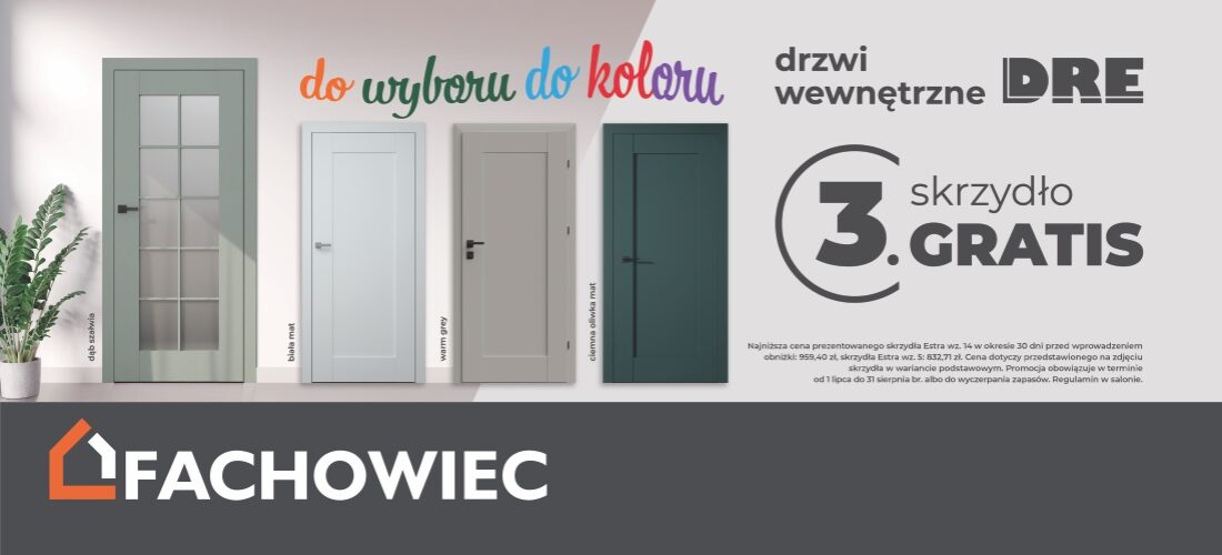 Drzwi wewnętrzne Dre 3 skrzydło gratis