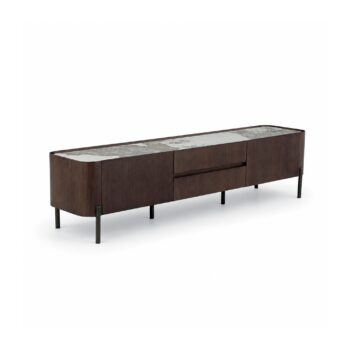 Szafka RTV Soren fornir orzech naturalny z&nbsp;blatem ceramicznym Patagonia od Maxliving