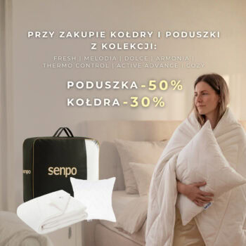 Przy zakupie wybranych poduszek do&nbsp;zestawu z&nbsp;wybranymi kołdrami: poduszka -50%, kołdra -30%